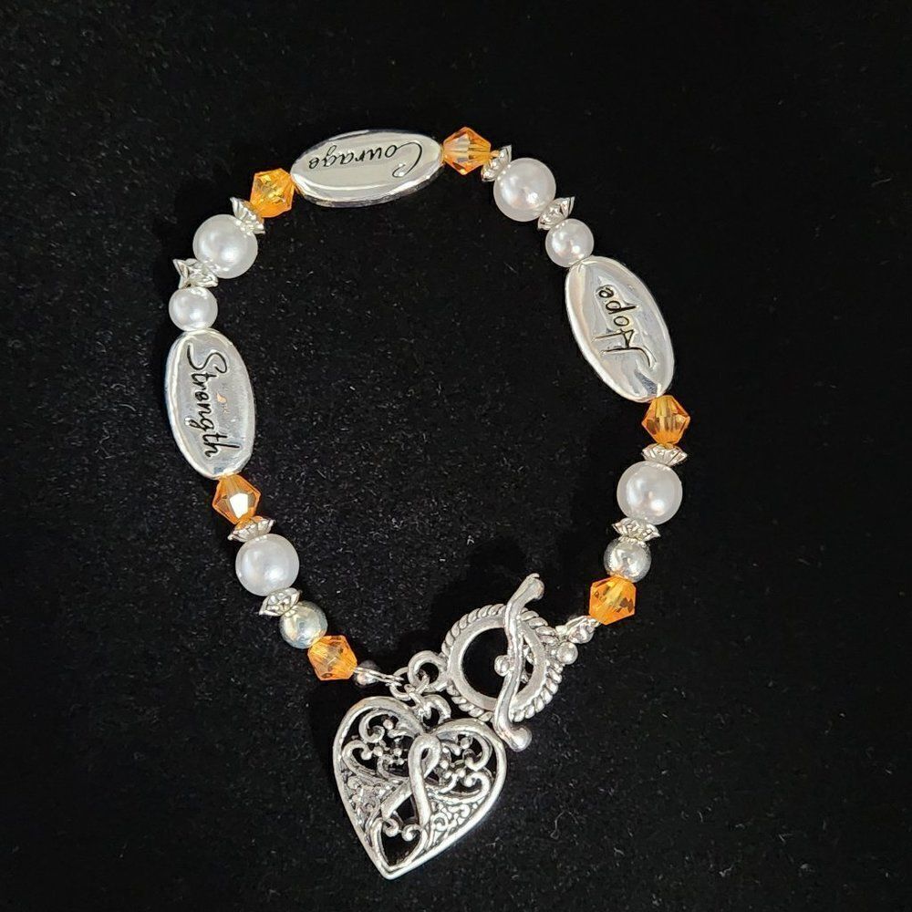 Multiple Sclerosis Awareness Bracelet Sterling Silver Plated MS